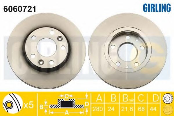 GIRLING 6060721 Тормозной диск для RENAULT MEGANE III IV (Рено Меган 3 иv) GIRLING 6060721 Тормозной диск для RENAULT MEGANE III IV (Рено Меган 3 иv)