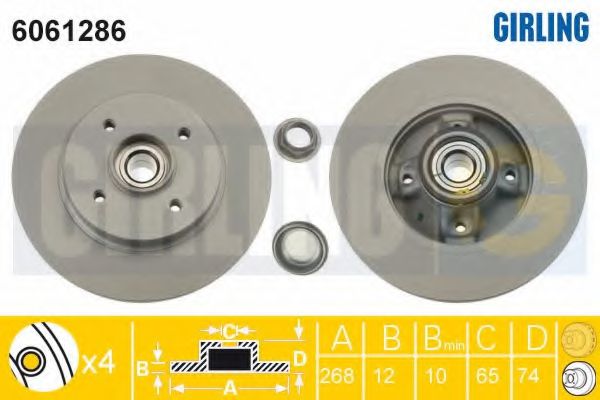GIRLING 6061286 Тормозной диск для PEUGEOT 3008 (Пежо 3008) GIRLING 6061286 Тормозной диск для PEUGEOT 3008 (Пежо 3008)