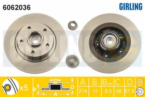 GIRLING 6062036 Тормозной диск для RENAULT GRAND SCNIC III (Рено Гранд сценик 3) GIRLING 6062036 Тормозной диск для RENAULT GRAND SCNIC III (Рено Гранд сценик 3)