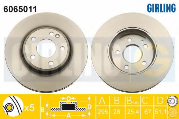 GIRLING 6065011 Тормозной диск для MERCEDES-BENZ GLA-CLASS (Мэрcэдэс-бэнз Гла класс) GIRLING 6065011 Тормозной диск для MERCEDES-BENZ GLA-CLASS (Мэрcэдэс-бэнз Гла класс)
