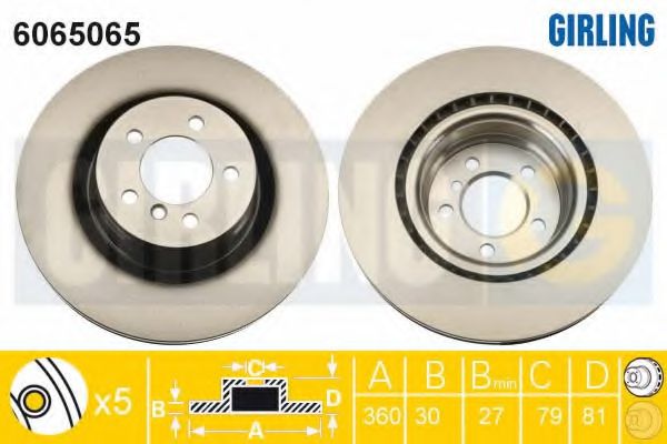 GIRLING 6065065 Тормозной диск для LAND-ROVER (Ланд-ровер) GIRLING 6065065 Тормозной диск для LAND-ROVER (Ланд-ровер)