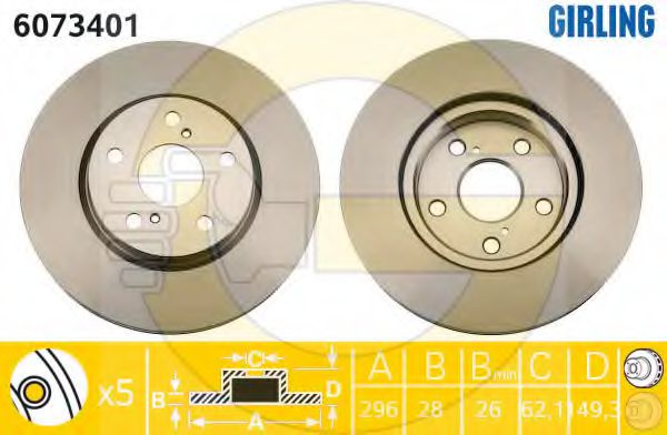 GIRLING 6073401 Тормозной диск для TOYOTA-FAW (Тойота/тоета-фав) GIRLING 6073401 Тормозной диск для TOYOTA-FAW (Тойота/тоета-фав)