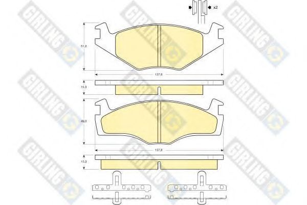 GIRLING 6104595 Тормозные колодки для VOLKSWAGEN SCIROCCO (Фольксваген Сcироccо) GIRLING 6104595 Тормозные колодки для VOLKSWAGEN SCIROCCO (Фольксваген Сcироccо)