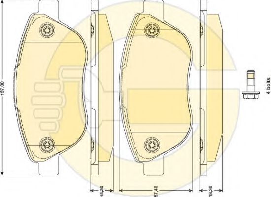 GIRLING 6117504 Тормозные колодки для FIAT 500 C (Фиат 500 c) GIRLING 6117504 Тормозные колодки для FIAT 500 C (Фиат 500 c)