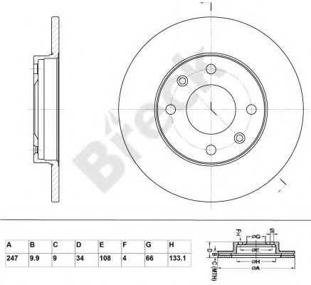 BRECK BR 015 SA100 Тормозной диск для PEUGEOT 205 II (Пежо 205 2) BRECK BR 015 SA100 Тормозной диск для PEUGEOT 205 II (Пежо 205 2)