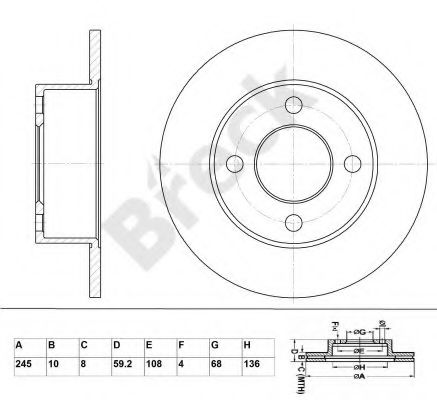 BRECK BR 023 SA100 Тормозной диск для AUDI 100 (Ауди 100) BRECK BR 023 SA100 Тормозной диск для AUDI 100 (Ауди 100)