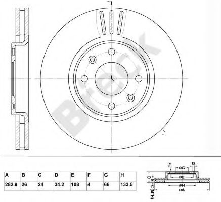 BRECK BR 322 VA100 Тормозной диск для CITROËN DS3 (CитроËн Дс3) BRECK BR 322 VA100 Тормозной диск для CITROËN DS3 (CитроËн Дс3)