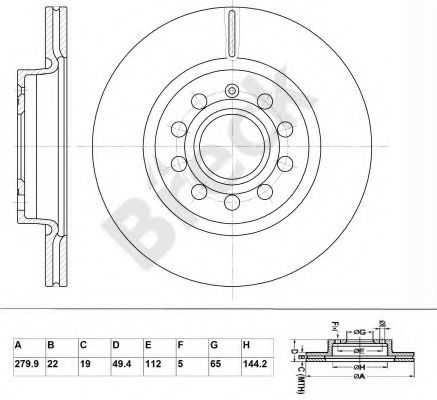 BRECK BR 344 VA100 Тормозной диск для SEAT (Сеат) BRECK BR 344 VA100 Тормозной диск для SEAT (Сеат)
