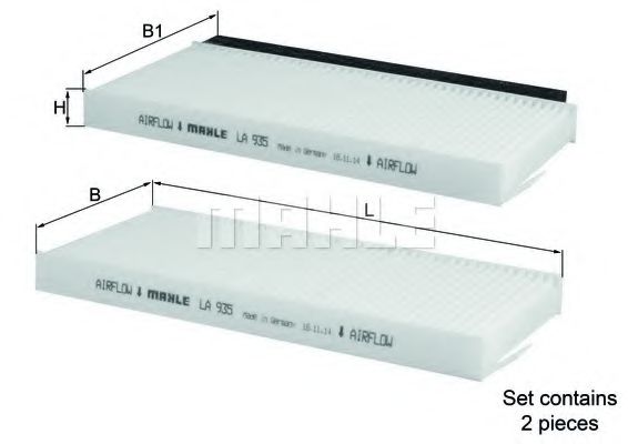 MAHLE ORIGINAL LA 935/S Фильтр, воздух во внутренном пространстве для KIA MENTOR (Киа Мэнтор) MAHLE ORIGINAL LA 935/S Фильтр, воздух во внутренном пространстве для KIA MENTOR (Киа Мэнтор)