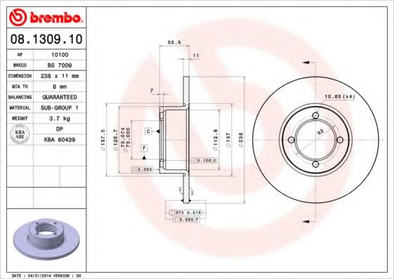 BRECO BS 7009 Тормозной диск для OPEL OLYMPIA A (Опель Олъмпиа а) BRECO BS 7009 Тормозной диск для OPEL OLYMPIA A (Опель Олъмпиа а)