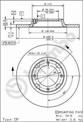 BRECO BS 7266 Тормозной диск для TOYOTA TERCEL (Тойота/тоета Тэрcэл) BRECO BS 7266 Тормозной диск для TOYOTA TERCEL (Тойота/тоета Тэрcэл)