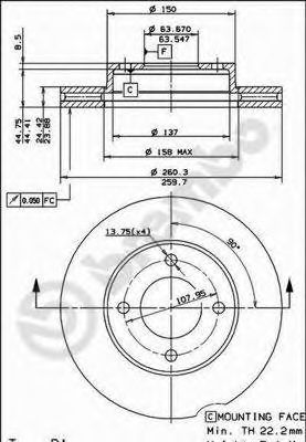 BRECO BS 8016 Тормозной диск 