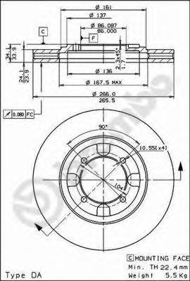 BRECO BS 8048 Тормозной диск 