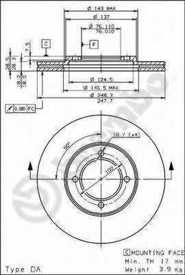BRECO BS 8064 Тормозной диск 
