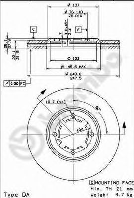 BRECO BS 8087 Тормозной диск 