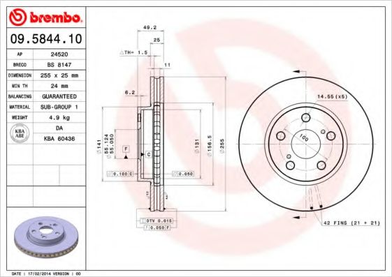 BRECO BS 8147 Тормозной диск для TOYOTA CARINA E (Тойота/тоета Карина е) BRECO BS 8147 Тормозной диск для TOYOTA CARINA E (Тойота/тоета Карина е)