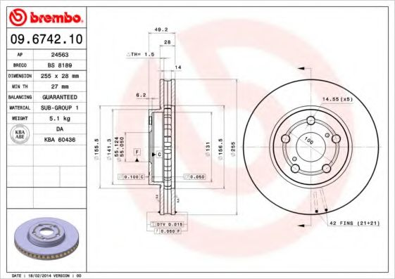 BRECO BS 8189 Тормозной диск для TOYOTA CARINA E (Тойота/тоета Карина е) BRECO BS 8189 Тормозной диск для TOYOTA CARINA E (Тойота/тоета Карина е)
