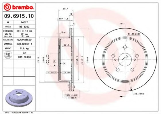 BRECO BS 8262 Тормозной диск 