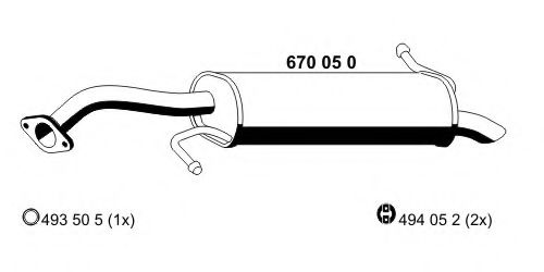 ERNST 670050 Глушитель выхлопных газов конечный для MAZDA (Мазда) ERNST 670050 Глушитель выхлопных газов конечный для MAZDA (Мазда)