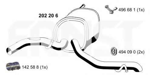 ERNST 202206 Глушитель выхлопных газов конечный для AUDI A2 (Ауди А2) ERNST 202206 Глушитель выхлопных газов конечный для AUDI A2 (Ауди А2)