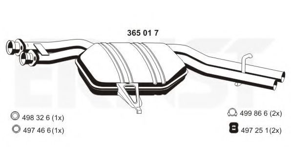 ERNST 365017 Средний глушитель выхлопных газов для MERCEDESBENZ (Мерседес бенц) ERNST 365017 Средний глушитель выхлопных газов для MERCEDESBENZ (Мерседес бенц)
