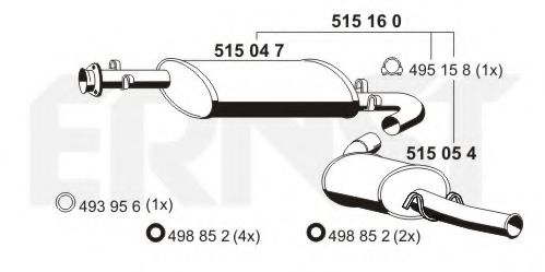 ERNST 515160 Глушитель выхлопных газов конечный для CITROëN (Cитроëн) ERNST 515160 Глушитель выхлопных газов конечный для CITROëN (Cитроëн)