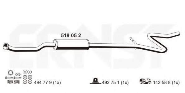 ERNST 519052 Средний глушитель выхлопных газов для CITROëN (Cитроëн) ERNST 519052 Средний глушитель выхлопных газов для CITROëN (Cитроëн)