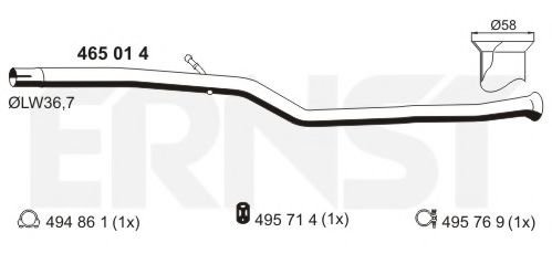 ERNST 465014 Ремонтная трубка, катализатор для PEUGEOT 206 (Пежо 206) ERNST 465014 Ремонтная трубка, катализатор для PEUGEOT 206 (Пежо 206)