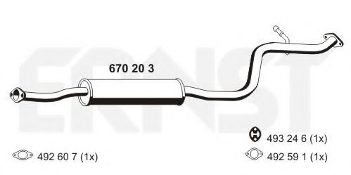 ERNST 670203 Средний глушитель выхлопных газов для MAZDA MX-6 (Мазда Мx-6) ERNST 670203 Средний глушитель выхлопных газов для MAZDA MX-6 (Мазда Мx-6)
