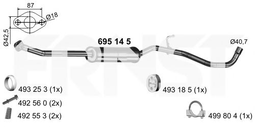 ERNST 695145 Средний глушитель выхлопных газов для NISSAN NOTE (Ниссан Нотэ) ERNST 695145 Средний глушитель выхлопных газов для NISSAN NOTE (Ниссан Нотэ)
