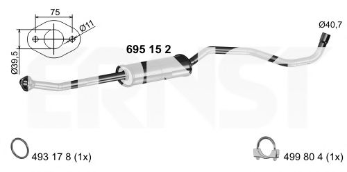 ERNST 695152 Средний глушитель выхлопных газов для NISSAN NOTE (Ниссан Нотэ) ERNST 695152 Средний глушитель выхлопных газов для NISSAN NOTE (Ниссан Нотэ)
