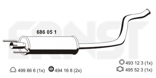 ERNST 686051 Средний глушитель выхлопных газов для TOYOTA ECHO (Тойота/тоета Эчо) ERNST 686051 Средний глушитель выхлопных газов для TOYOTA ECHO (Тойота/тоета Эчо)