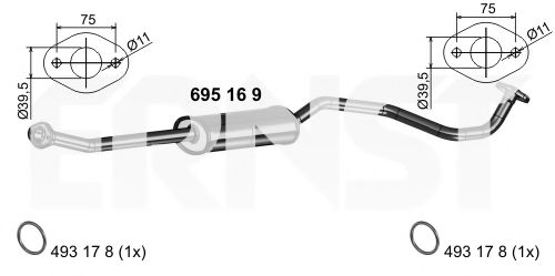 ERNST 695169 Средний глушитель выхлопных газов для NISSAN NOTE (Ниссан Нотэ) ERNST 695169 Средний глушитель выхлопных газов для NISSAN NOTE (Ниссан Нотэ)