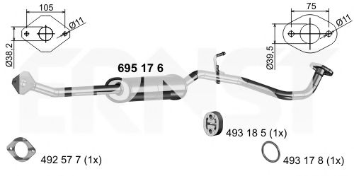 ERNST 695176 Средний глушитель выхлопных газов для NISSAN NOTE (Ниссан Нотэ) ERNST 695176 Средний глушитель выхлопных газов для NISSAN NOTE (Ниссан Нотэ)