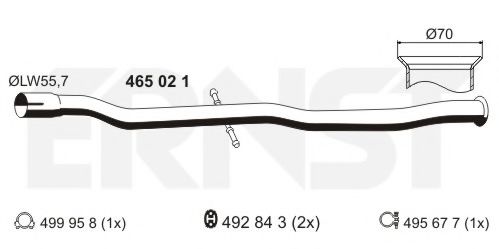 ERNST 465021 Ремонтная трубка, катализатор для CITROËN C5 I (CитроËн С5 1)