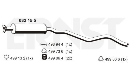 ERNST 032155 Предглушитель выхлопных газов для OPEL (Опель)