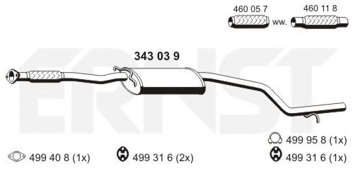 ERNST 343039 Средний глушитель выхлопных газов для FORD MONDEO (Форд Мондэо) ERNST 343039 Средний глушитель выхлопных газов для FORD MONDEO (Форд Мондэо)