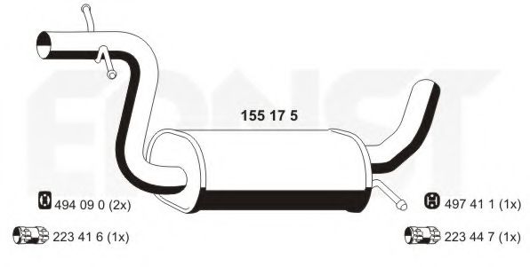 ERNST 155175 Средний глушитель выхлопных газов для VOLKSWAGEN GOLF V (Фольксваген Гольф 5) ERNST 155175 Средний глушитель выхлопных газов для VOLKSWAGEN GOLF V (Фольксваген Гольф 5)