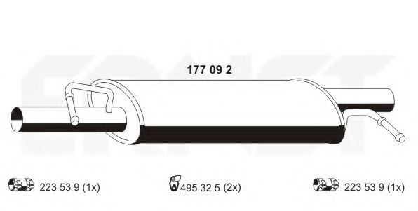 ERNST 177092 Средний глушитель выхлопных газов для VOLKSWAGEN T5 CARAVELLE (Фольксваген Т5 каравелла) ERNST 177092 Средний глушитель выхлопных газов для VOLKSWAGEN T5 CARAVELLE (Фольксваген Т5 каравелла)
