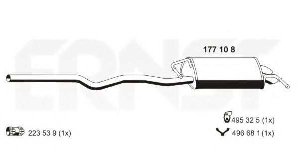 ERNST 177108 Глушитель выхлопных газов конечный для VOLKSWAGEN T5 CARAVELLE (Фольксваген Т5 каравелла) ERNST 177108 Глушитель выхлопных газов конечный для VOLKSWAGEN T5 CARAVELLE (Фольксваген Т5 каравелла)
