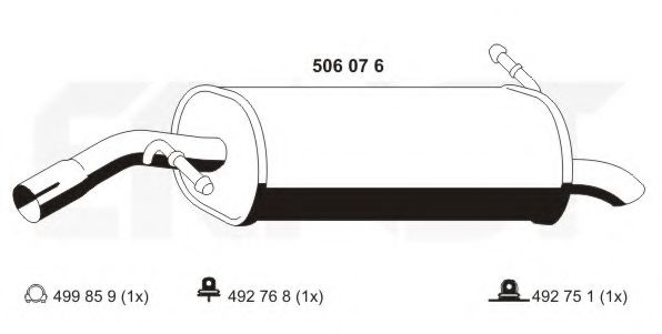 ERNST 506076 Глушитель выхлопных газов конечный для PEUGEOT 207 (Пежо 207) ERNST 506076 Глушитель выхлопных газов конечный для PEUGEOT 207 (Пежо 207)