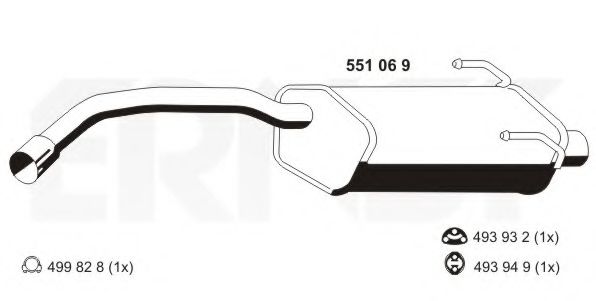 ERNST 551069 Глушитель выхлопных газов конечный для FIAT 500 (Фиат 500) ERNST 551069 Глушитель выхлопных газов конечный для FIAT 500 (Фиат 500)