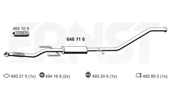 ERNST 646116 Средний глушитель выхлопных газов для HYUNDAI I10 (Хендай И10) ERNST 646116 Средний глушитель выхлопных газов для HYUNDAI I10 (Хендай И10)