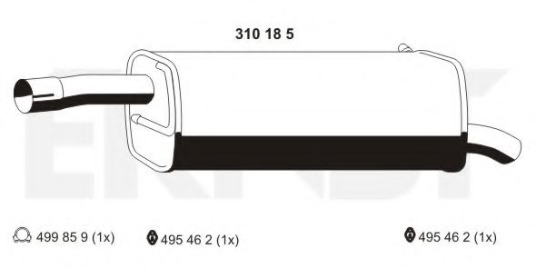 ERNST 310185 Глушитель выхлопных газов конечный для MAZDA 2 (Мазда 2) ERNST 310185 Глушитель выхлопных газов конечный для MAZDA 2 (Мазда 2)