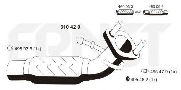 ERNST 310420 Ремонтная трубка, катализатор для MAZDA 2 (Мазда 2) ERNST 310420 Ремонтная трубка, катализатор для MAZDA 2 (Мазда 2)
