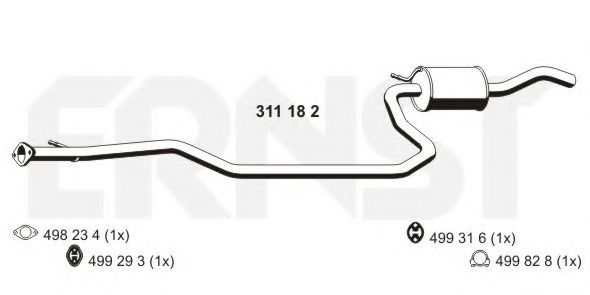 ERNST 311182 Средний глушитель выхлопных газов для MAZDA (Мазда) ERNST 311182 Средний глушитель выхлопных газов для MAZDA (Мазда)