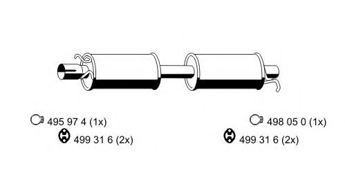 ERNST 330220 Средний глушитель выхлопных газов для FORD (Форд) ERNST 330220 Средний глушитель выхлопных газов для FORD (Форд)