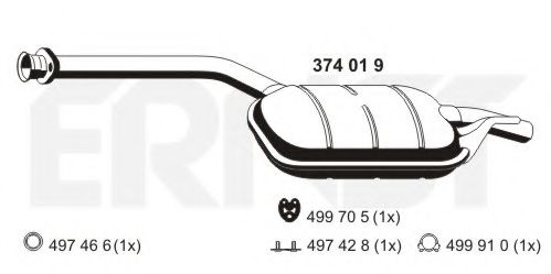 ERNST 374019 Средний глушитель выхлопных газов для MERCEDESBENZ (Мерседес бенц) ERNST 374019 Средний глушитель выхлопных газов для MERCEDESBENZ (Мерседес бенц)