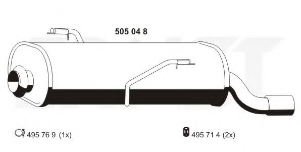 ERNST 505048 Глушитель выхлопных газов конечный для PEUGEOT 206 (Пежо 206) ERNST 505048 Глушитель выхлопных газов конечный для PEUGEOT 206 (Пежо 206)