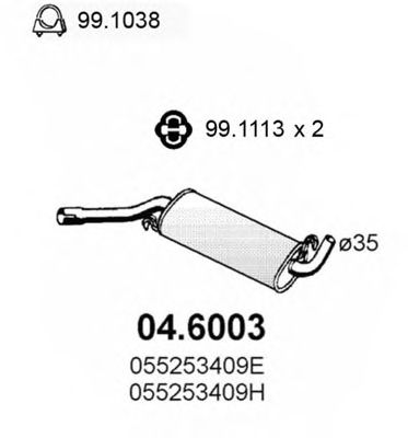 ASSO 04.6003 Средний глушитель выхлопных газов для AUDI FOX (Ауди Фоx) ASSO 04.6003 Средний глушитель выхлопных газов для AUDI FOX (Ауди Фоx)